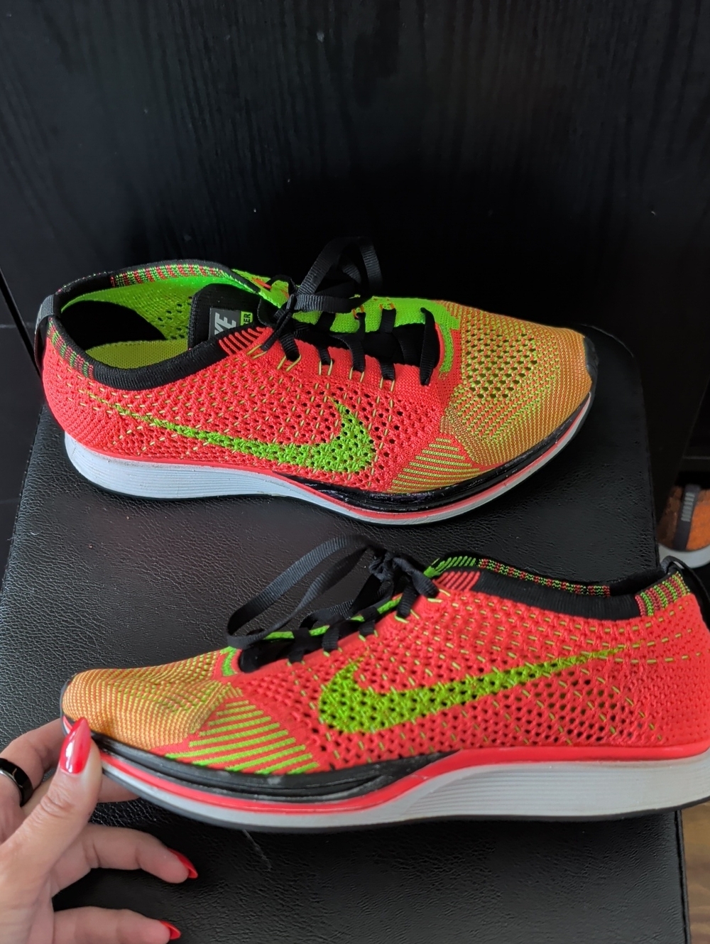 Nike Flyknit Racers in Neon Red, Lime Green & Orange